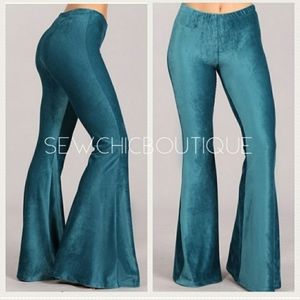 Corduroy Knit Fit & Flare Bell Bottoms Teal